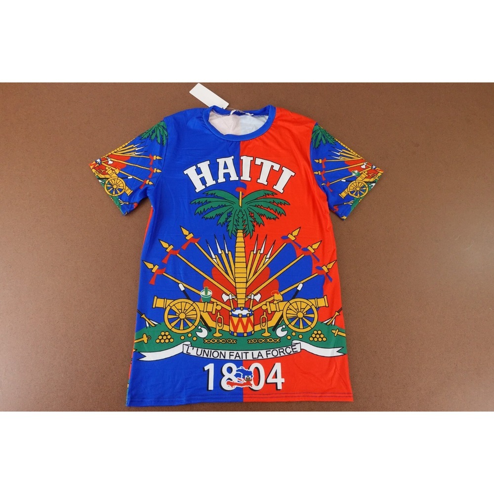 Apex Men's Size Medium Colorful Haiti Printed Short Sleeve Crew Neck T-Shirt NWT